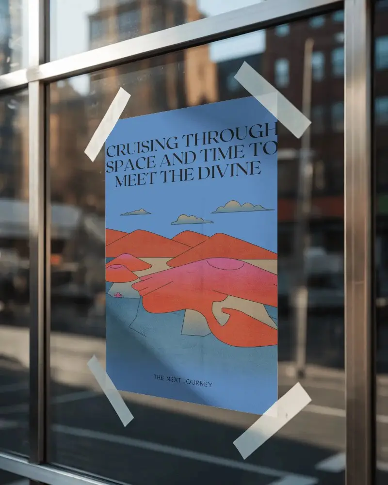 Urban Window Poster Mockup For Modern Advertising And Creative Display Projects And Promotions