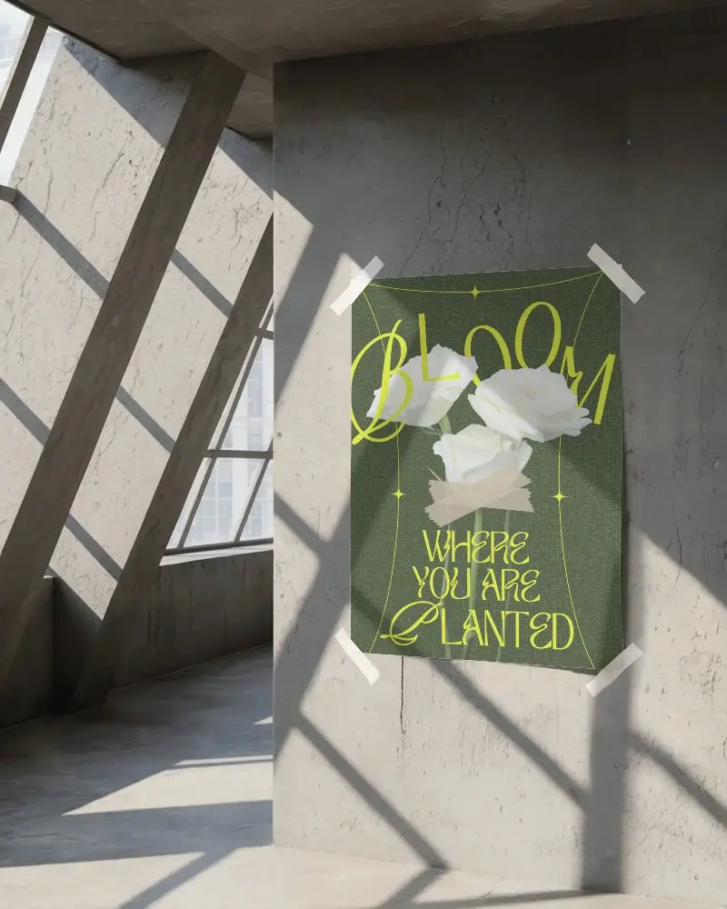 Modern Architecture Interior Poster Mockup With Natural Light Shadow Play