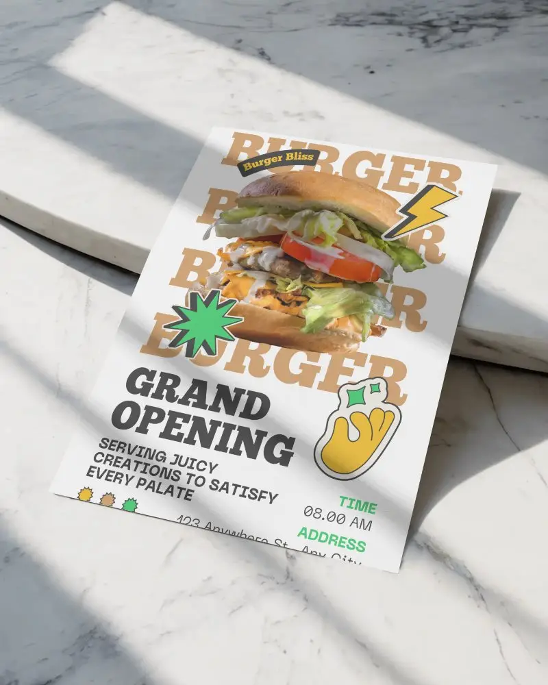 Elegant Poster Mockup On Minimalist Marble Surface With Natural Light Shadow Effect