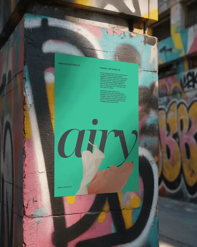 Urban Street Art Poster Mockup On Graffiti Wall Creative Visual Promotion Template