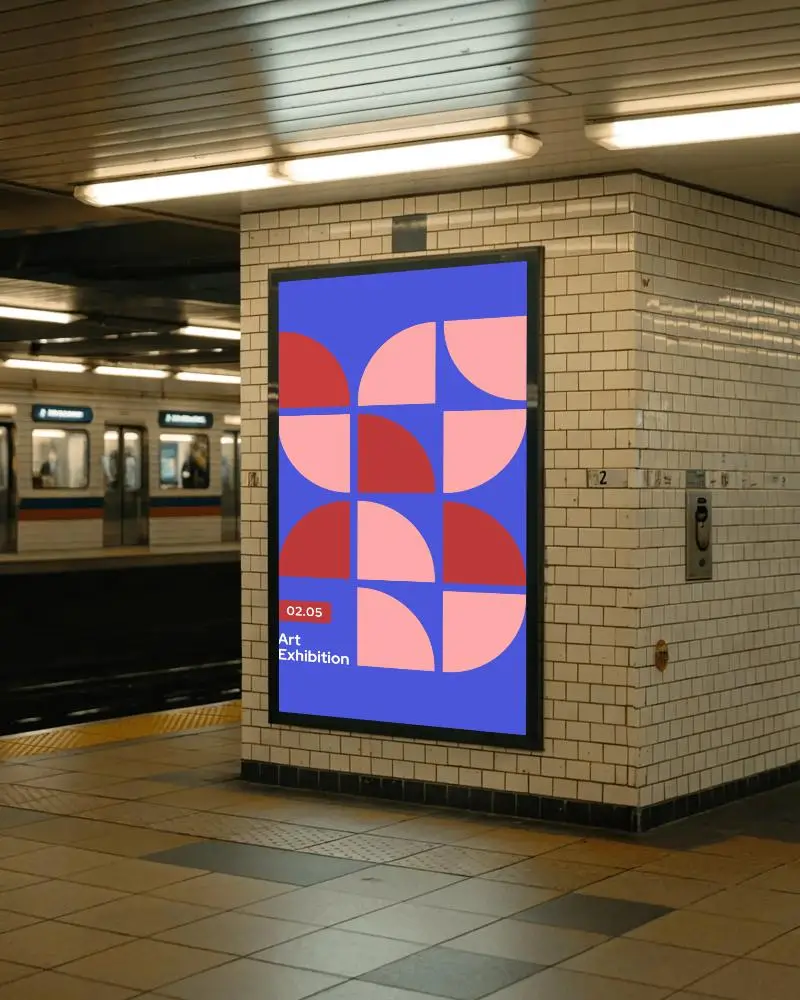 Subway Advertisement Poster Mockup Urban Transportation Station Marketing Communication