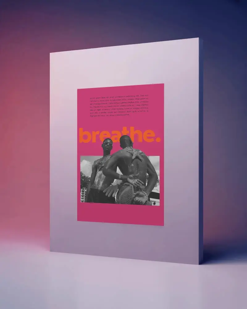 Sleek Vertical Poster Mockup With Shadow Effect And Simple Studio Setting