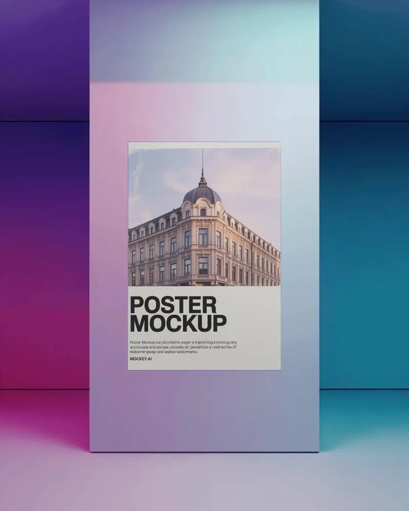 Vertical Poster Mockup With Minimalist Background And Subtle Lighting Effects For Designs