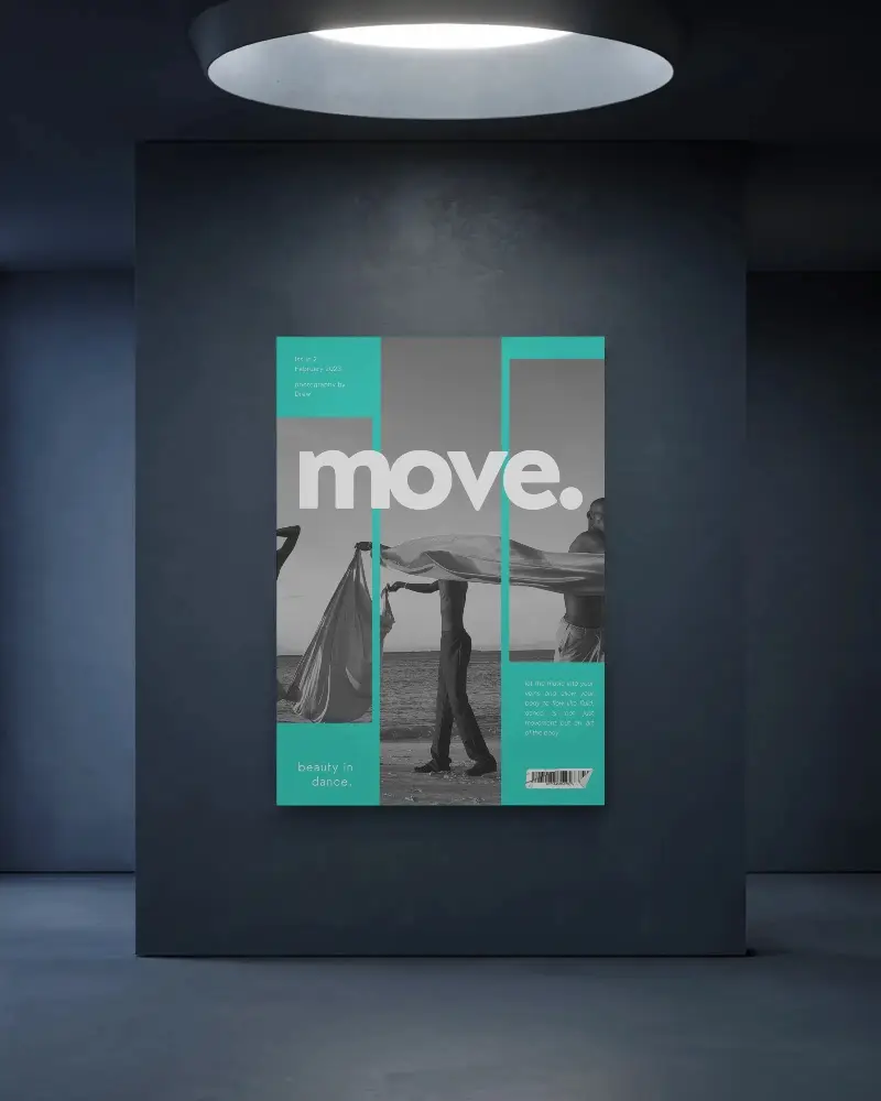 Sleek Gallery Style Poster Mockup On Textured Wall With Focus Lighting For Artwork Presentation