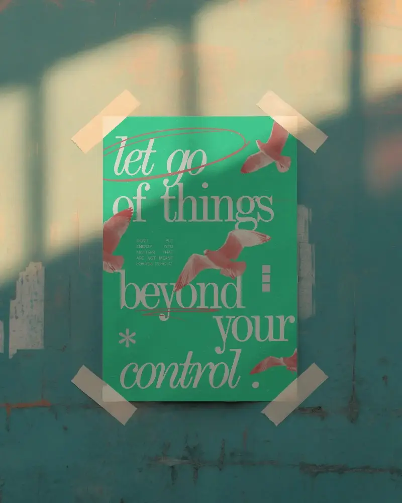 Grunge Textured Wall Poster Mockup With Taped Corners And Soft Light Shadow Overlay