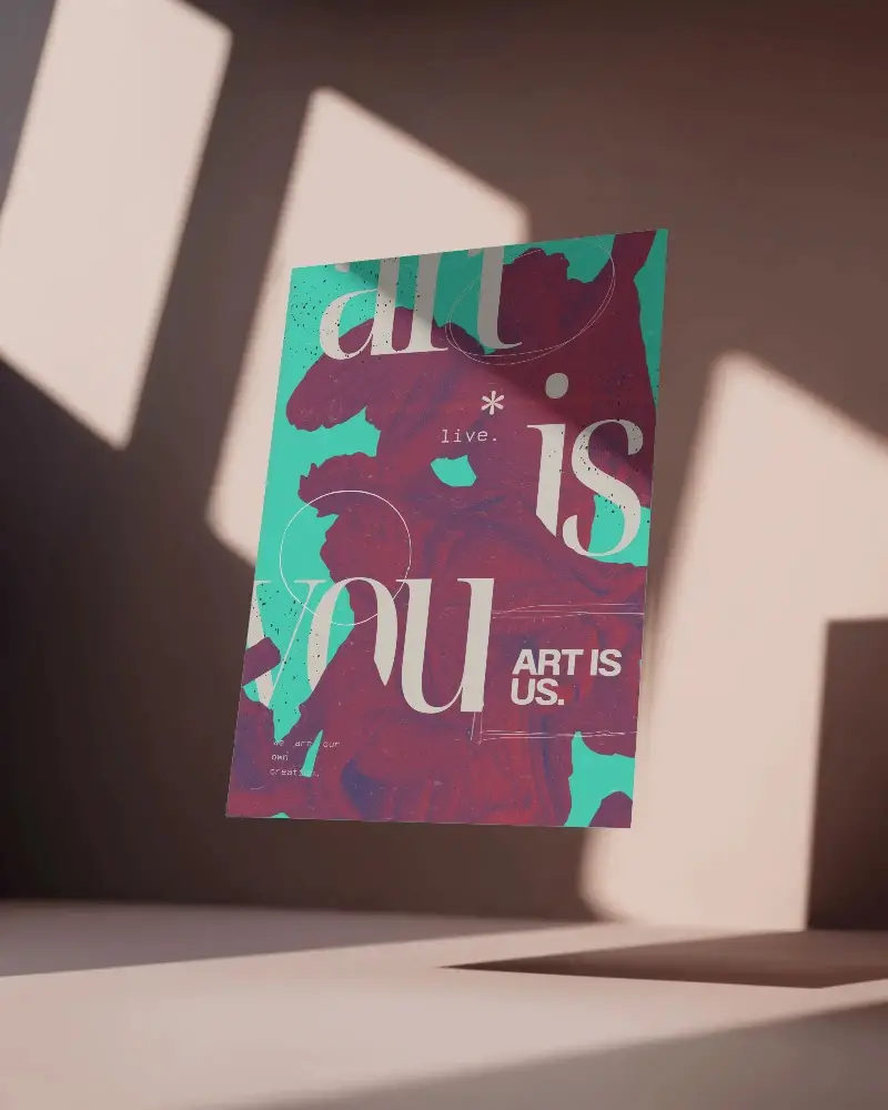 Modern Minimalist Floating Poster Mockup With Natural Light And Shadow Effect