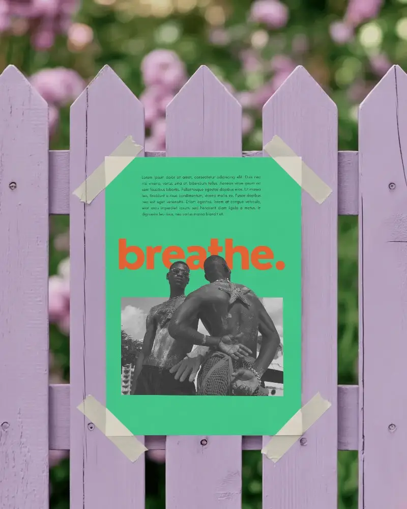 Outdoor Poster Mockup On Picket Fence Ideal For Seasonal Promotions Or Community Events