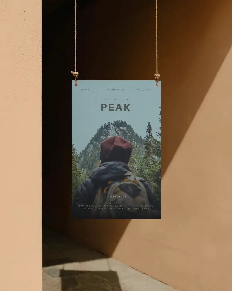 Hanging Minimalist Poster Mockup For Brand Presentation And Creative Showcase