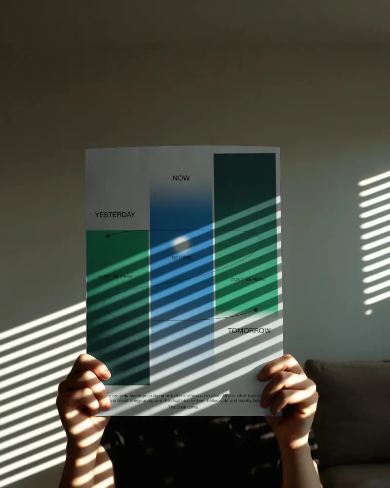 Dramatic Shadow Poster Mockup Person Holding With Striped Lighting Modern Artistic Aesthetic