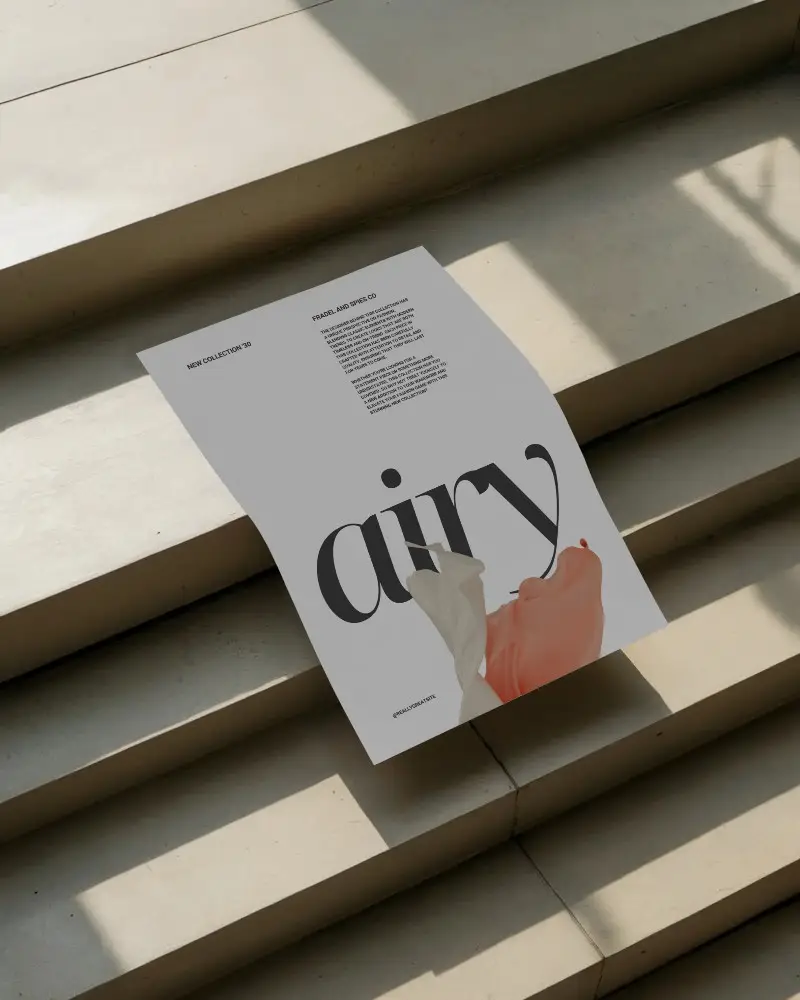 Modern Poster Mockup On Geometric Staircase Showcasing Clean Lines And Natural Sunlight