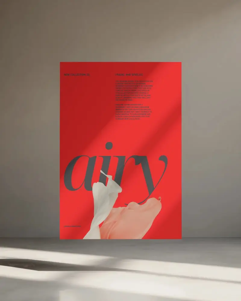 Creative Vertical Poster Mockup Setup With Dramatic Natural Light And Empty Background Space