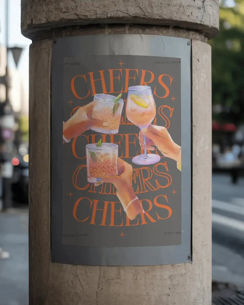 Blank Poster Mockup Attached To City Column For Design Presentation