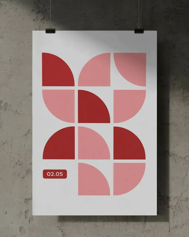 Blank Hanging Poster Mockup On Textured Wall For Realistic Presentation And