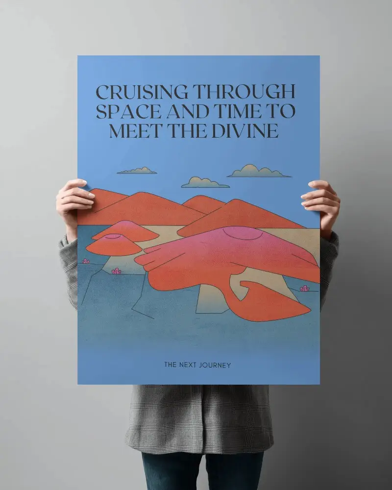 Person Holding Large Blank Poster Mockup Against Neutral Background For Design