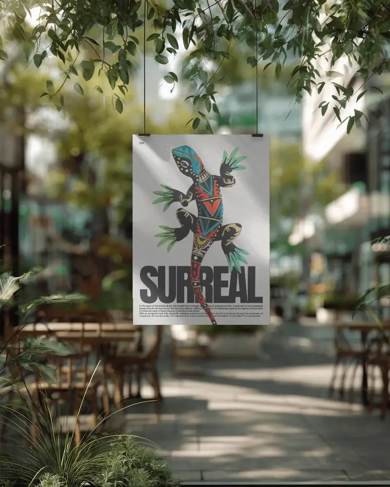 Realistic Street Side Poster Mockup With Transparent Background And Leafy Green Accents