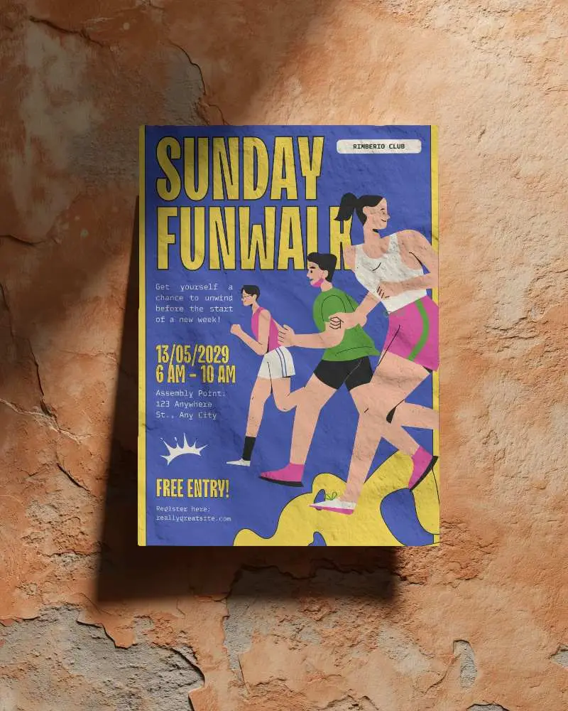 Modern Poster Mockup On Weathered Textured Wall With Natural Shadow Effects