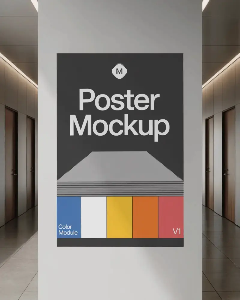 Modern Office Corridor With Minimalist Poster Mockup For Creative