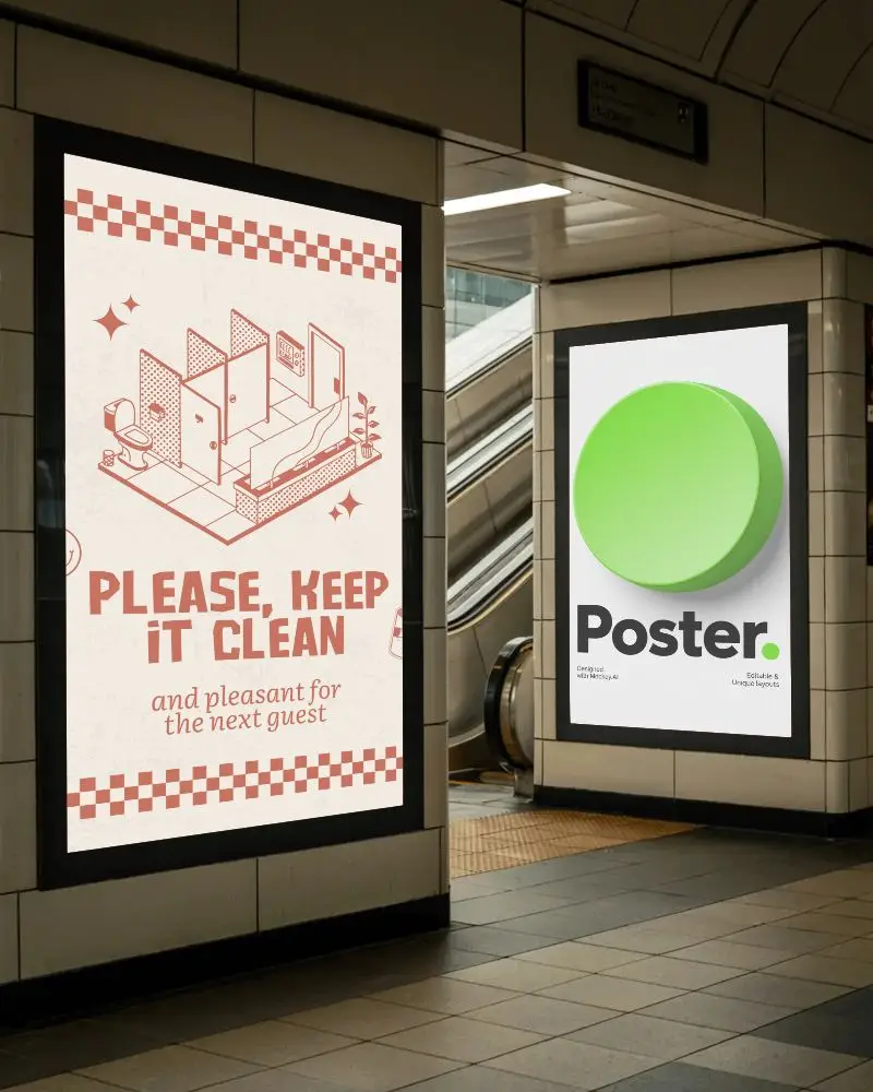 Large Urban Advertisement Poster Mockup For Creative Promotion And Brand Marketing In Station