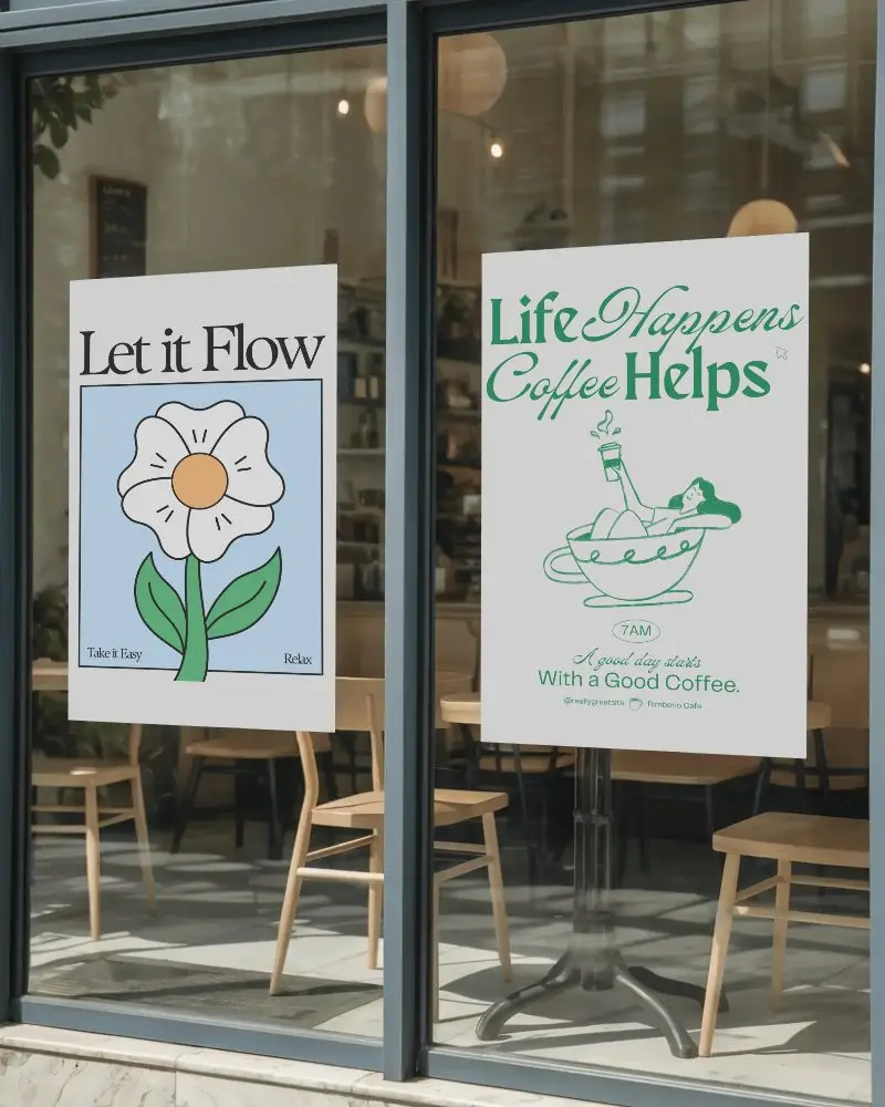 Window Poster Mockup For Retail Storefront Display Bright Clear Glass Windowpanes