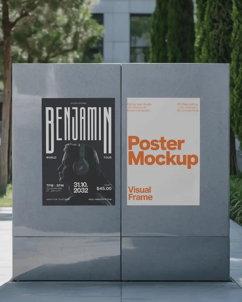 Urban Street Poster Mockup Dual Modern Outdoor Advertising Frame Standing