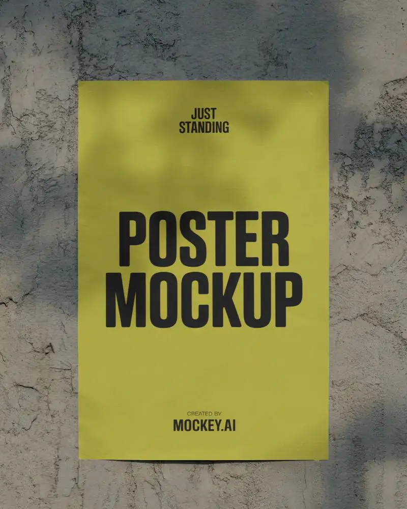 Vertical Outdoor Poster Mockup With Textured Background And Natural Light Shadows Effect