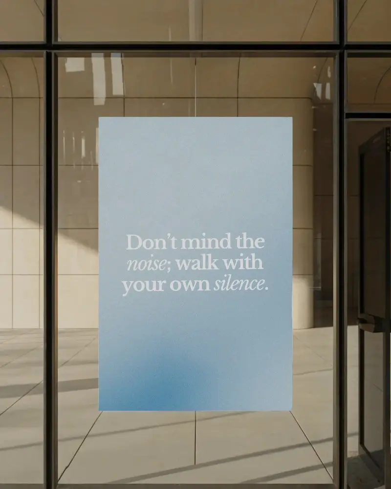 Modern Minimalist Poster Mockup Hanging On Glass Door For Creative Display