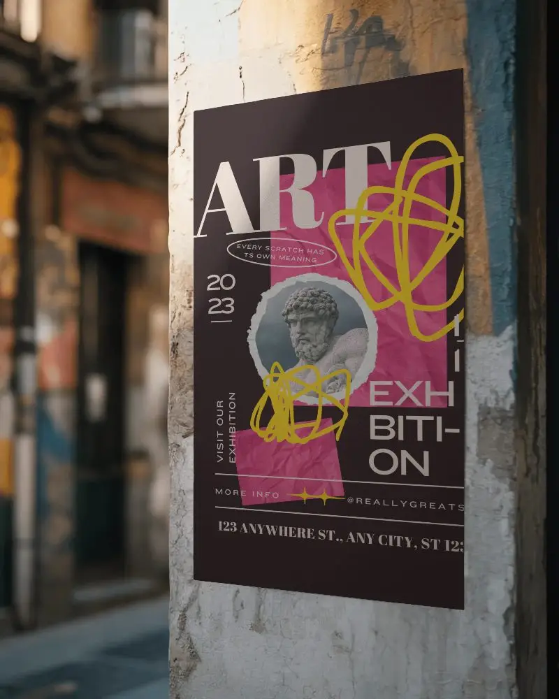 Urban Street Poster Mockup On Textured Wall For Creative Display And Advertising Purposes