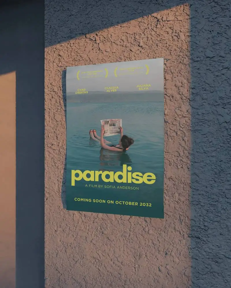 Minimalistic Poster Mockup Attached To Rough Wall Under Controlled Lighting