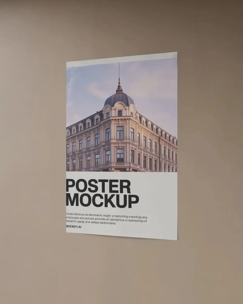 Photo Realistic Poster Mockup With Subtle Shadow For Artwork Preview