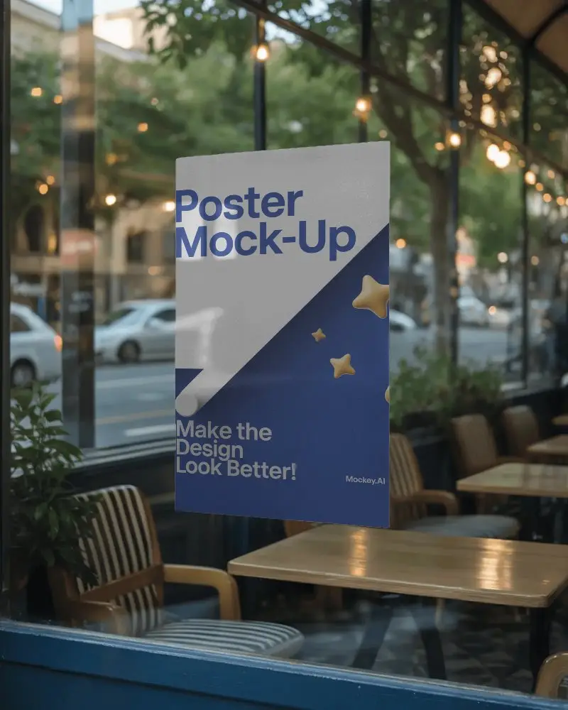 Window Poster Mockup For Retail Display Showcasing Custom Branding Ideas And Marketing Material