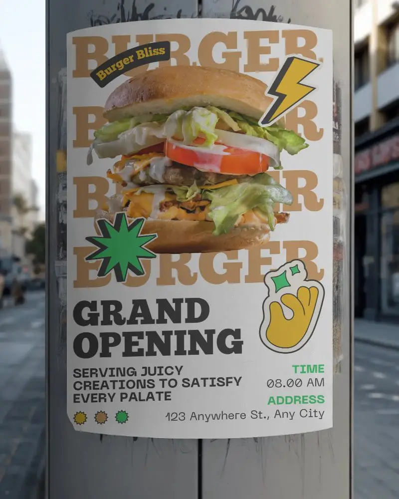 Realistic Street Poster Mockup On Curved Wall For Promotional Visual Display