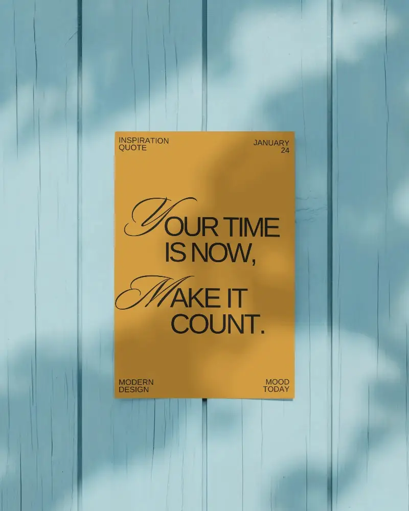 Vertical Outdoor Poster Mockup On Distressed Wooden Background With Natural Shadows