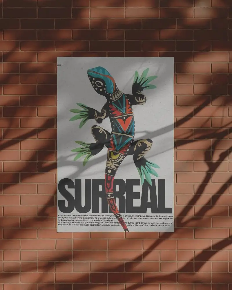 Vertical Poster Mockup On Brick Wall With Natural Shadow Effect For Design Display