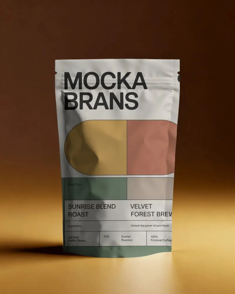 Reclosable Stand Up Pouch Packaging Mockup For Product Display Presentation Use