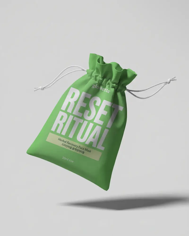 Premium Quality Drawstring Pouch Mockup For Custom Packaging Design And Branding Presentation