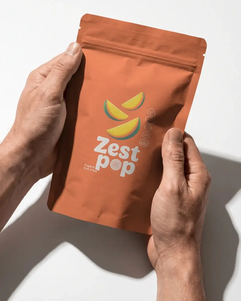 High Quality Stand Up Pouch Packaging Mockup For Foods Snacks And Retail Products With Zipper