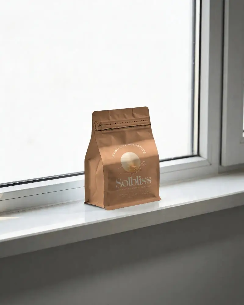 Durable Flat Bottom Pouch Mockup With Zip Lock For Snacks Coffee And Dry Goods Packaging