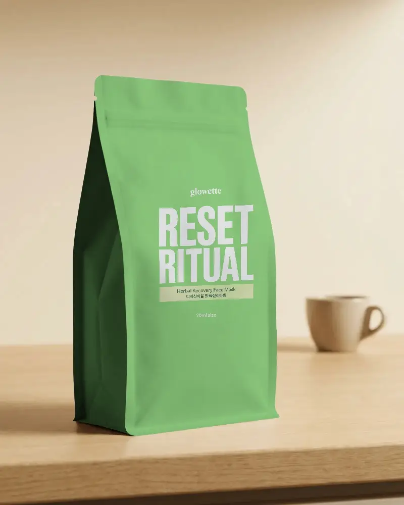 Stand Up Flat Bottom Pouch Packaging Mockup For Coffee Dry Food Snacks With Resealable Zipper