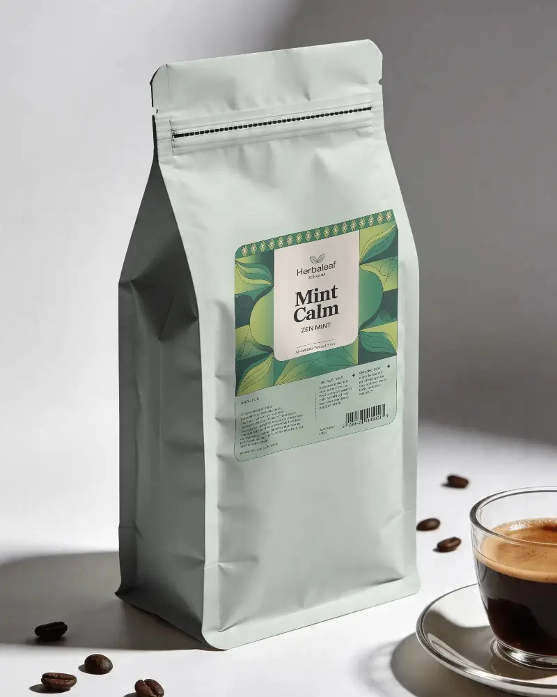 Resealable Stand Up Pouch With Zipper For Coffee Bean Packaging And Freshness Preservation