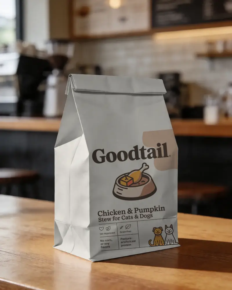 Vertical Standing Sealed Paper Pouch Mockup For Food And Retail Packaging Design