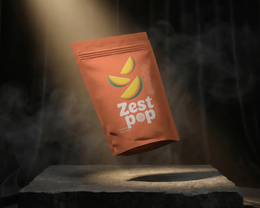 Premium Dry Foil Pouch Packaging Mockup For Organic Food Products Or Cosmetic Bags Mockup Display