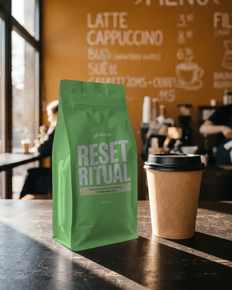 Resealable Stand Up Pouch Mockup Perfect For Coffee Packaging And Freshness Preservation Essentials
