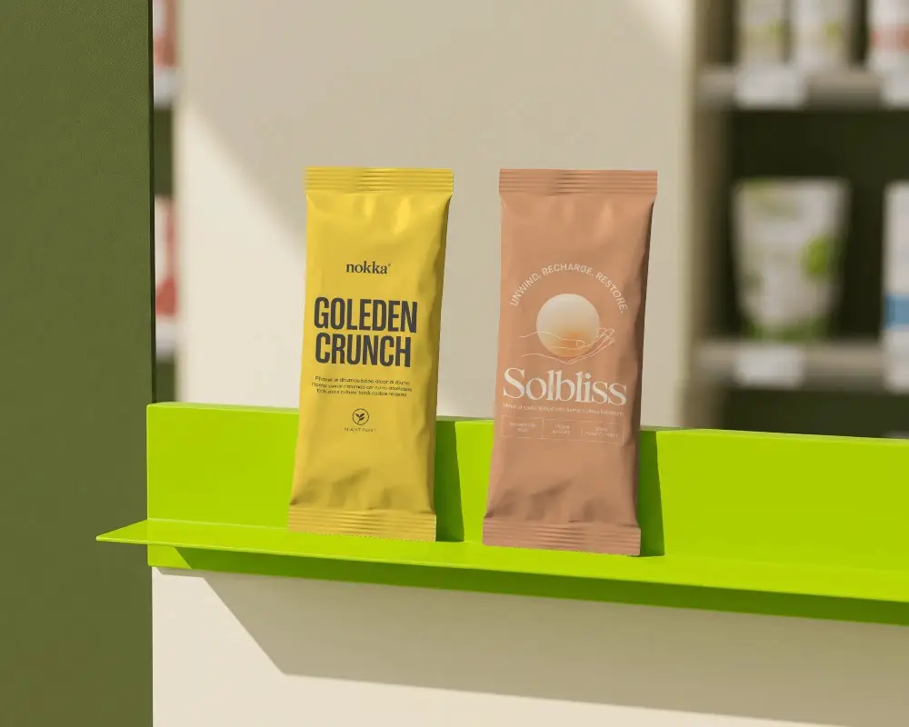 Stand Up Pouch Mockup With Sealed Top Suitable For Spices Nuts Or Snack Packaging Design
