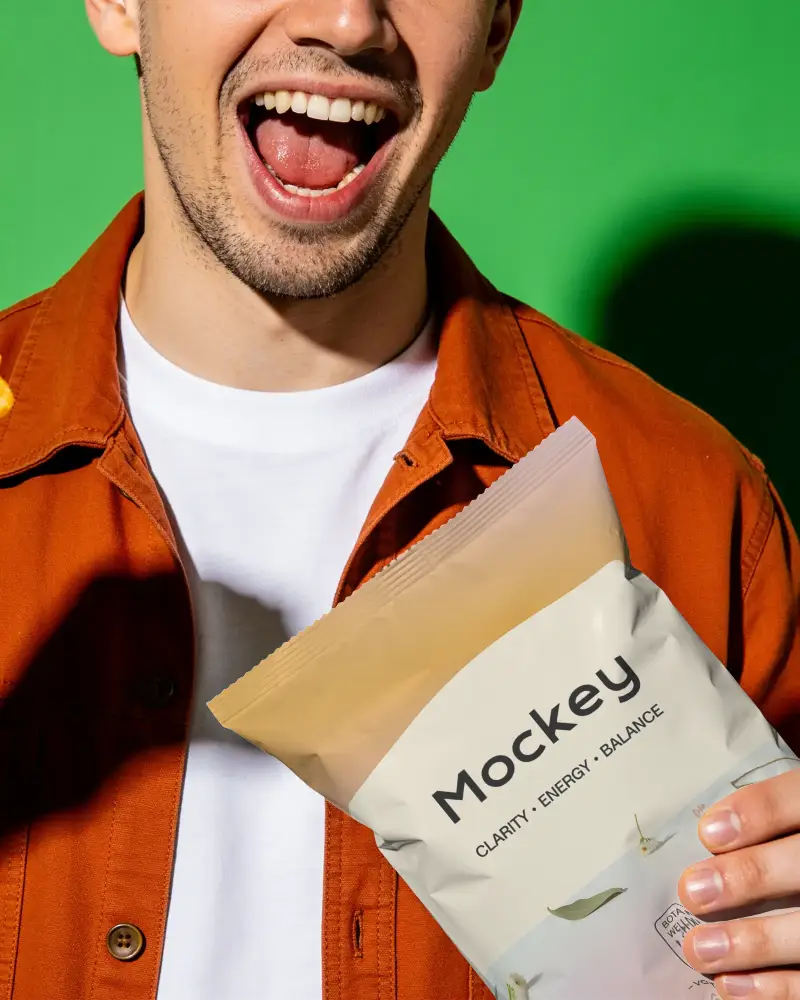 Realistic Stand Up Pouch Packaging Mockup Showing Handheld Product For Creative Brand Identity