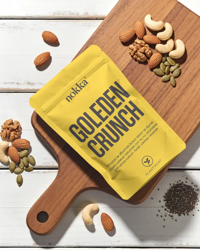 Resealable Flexible Pouch Mockup Packaging For Nuts Seeds And Organic Snacks Mockup Design