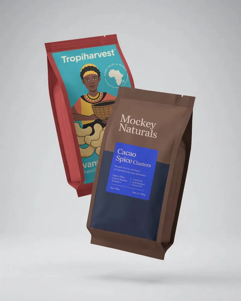 Floating Flexible Foil Pouch Mockup For Food Packaging And Commercial Design