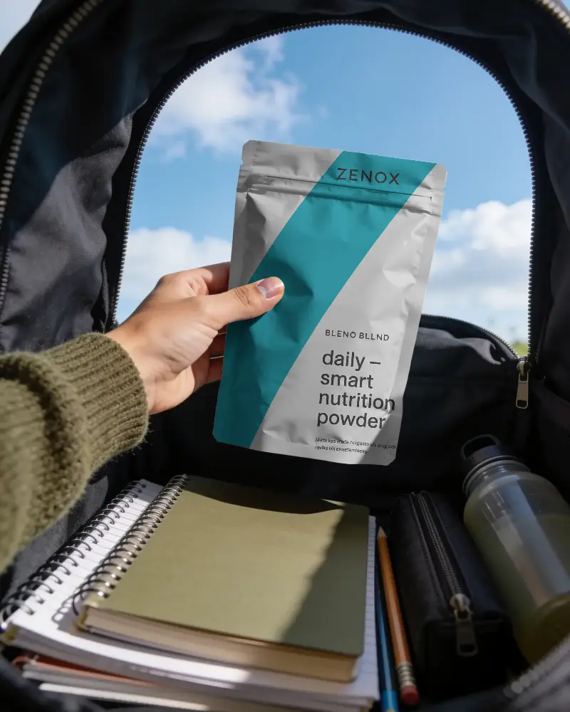 Flexible Zipper Pouch Mockup With Flat Bottom Held In Hand For Design Presentation