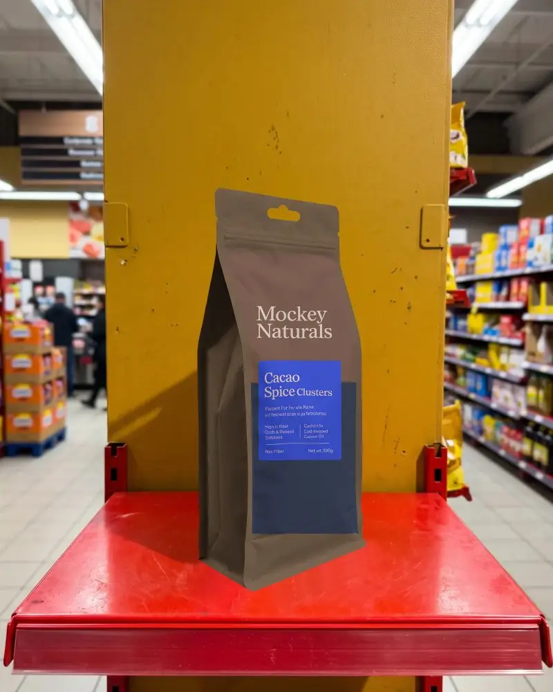 Flexible Retail Packaging Pouch Mockup For Snacks And Dry Goods Store Display