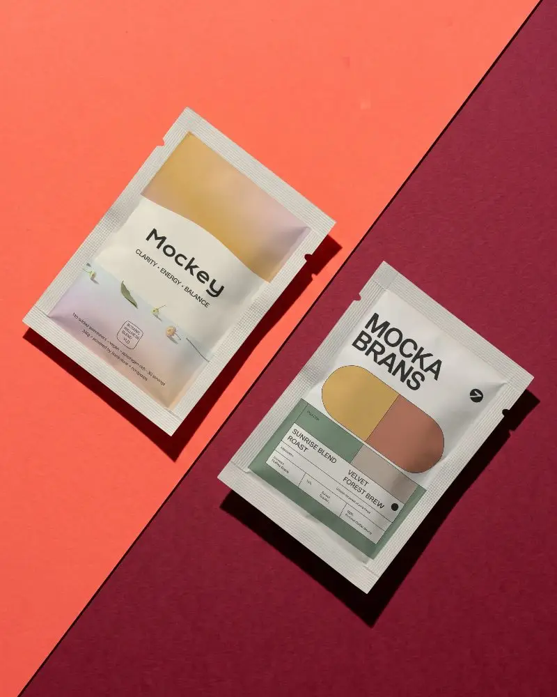 Foil Laminated Pouch Mockup With Easy Tear Notches For Flexible Packaging Ideas