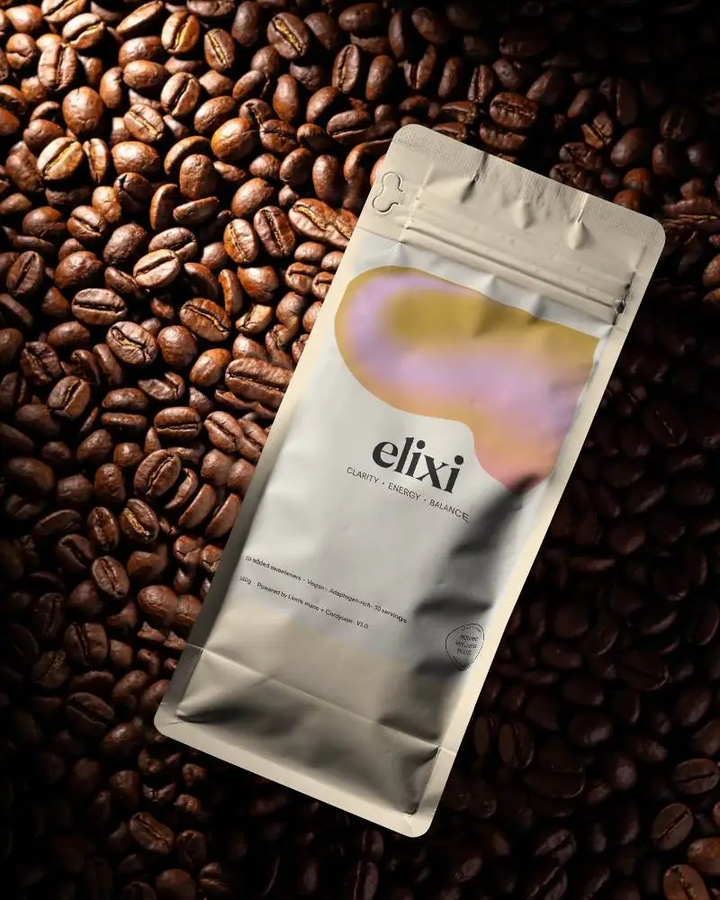 Premium Foil Pouch Mockup With Zipper Closure For Coffee Bean Packaging Branding